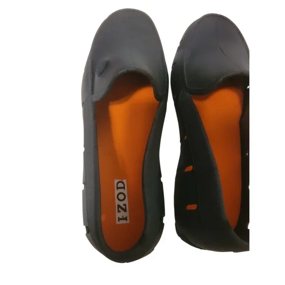 Izod Aqua Boat Shoe Mens Size 8 Black Color EUC Rubber Material - Picture 4 of 13